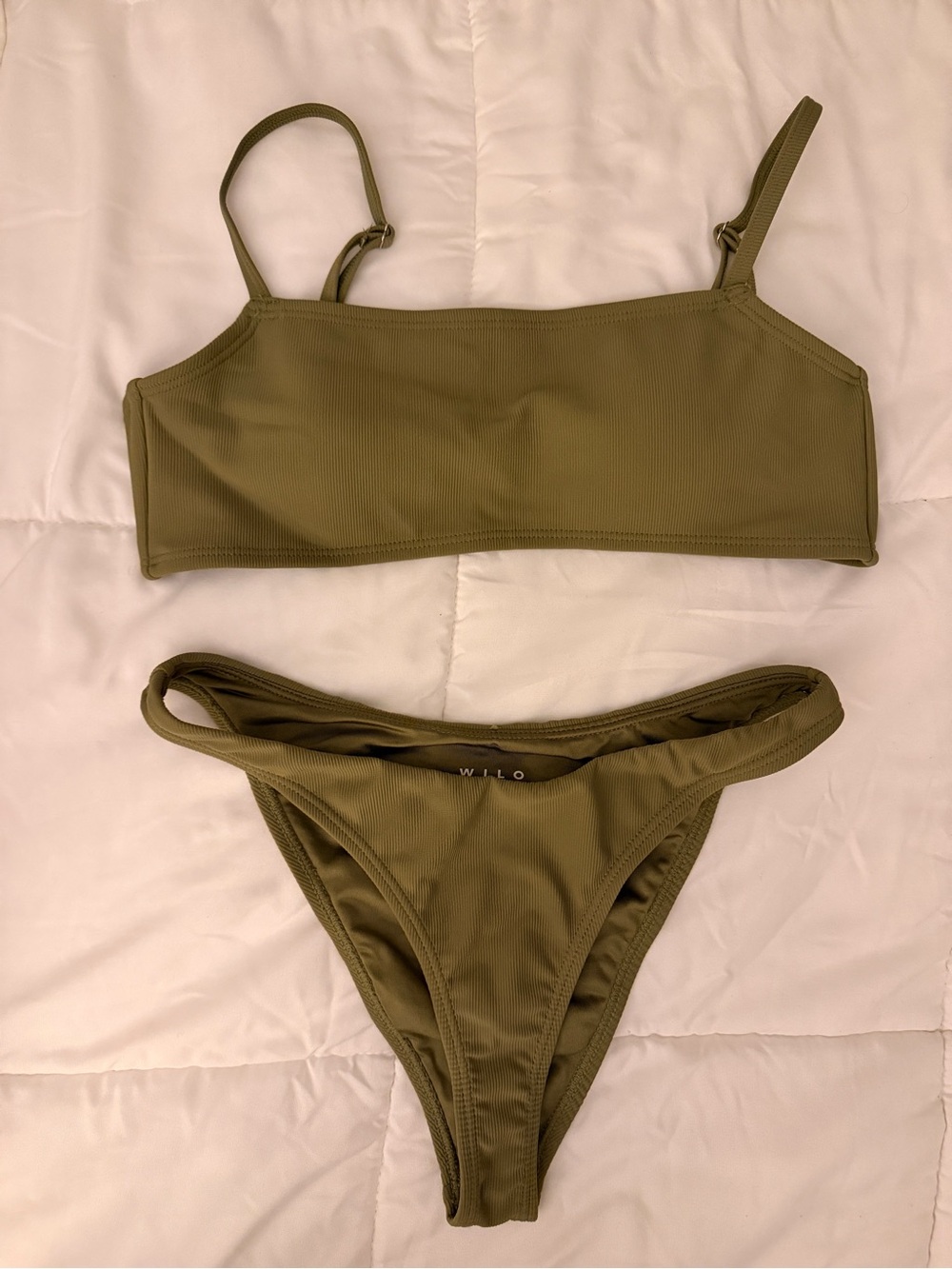 WILLOW Olive Green Ribbed Bikini Set - Women's Swim